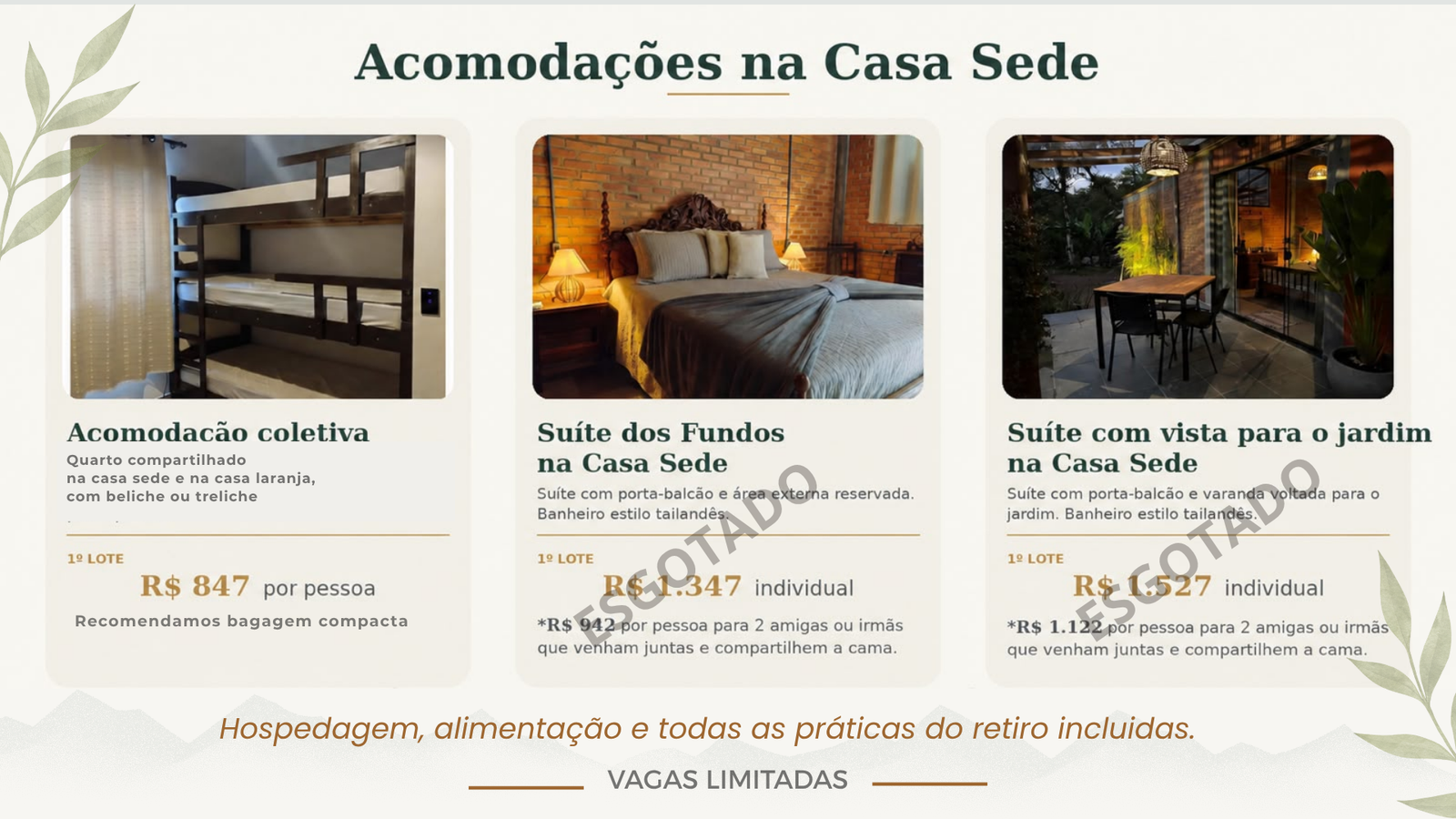 Acomodações na Casa Sede